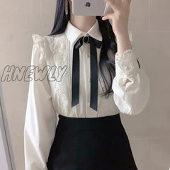 Hnewly Hot Sales Women Cute Sweet Girls Preppy Style Tops Blouses Formal Office Lady Basic White