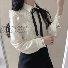 Hnewly Hot Sales Women Cute Sweet Girls Preppy Style Tops Blouses Formal Office Lady Basic White