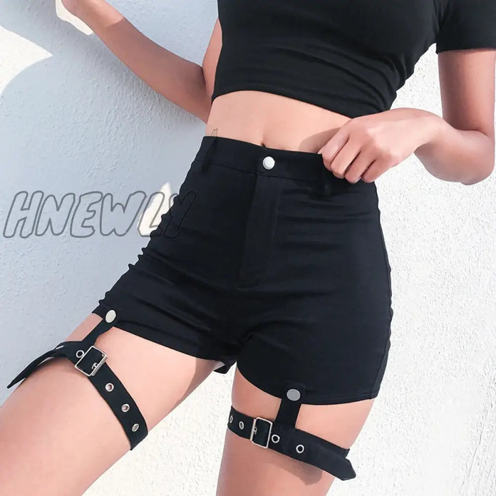 Hnewly Hot Shorts Sexy Short Jeans Women Casual Denim Booty Shorts Hollow Out Bandage Punk High