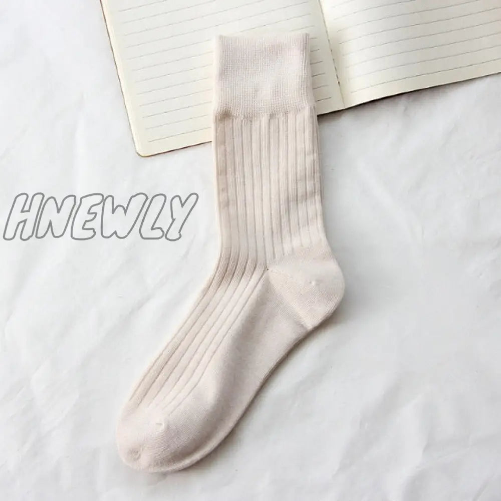 Hnewly Jeseca Autumn Winter Fashion Cotton Knitted Women Socks Solid Japan Style Cute Long For