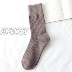 Hnewly Jeseca Autumn Winter Fashion Cotton Knitted Women Socks Solid Japan Style Cute Long For