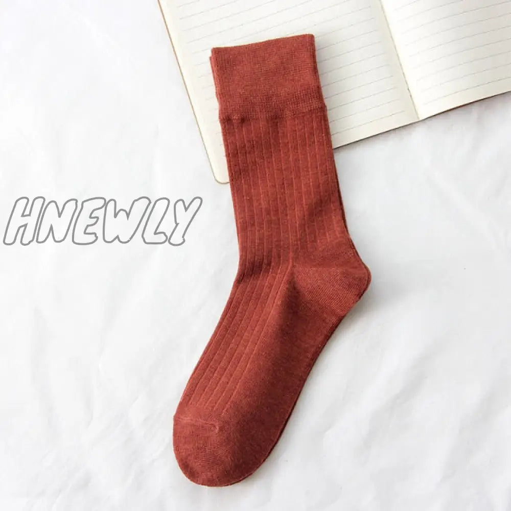 Hnewly Jeseca Autumn Winter Fashion Cotton Knitted Women Socks Solid Japan Style Cute Long For