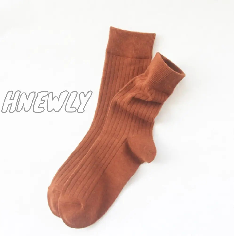 Hnewly Jeseca Autumn Winter Fashion Cotton Knitted Women Socks Solid Japan Style Cute Long For