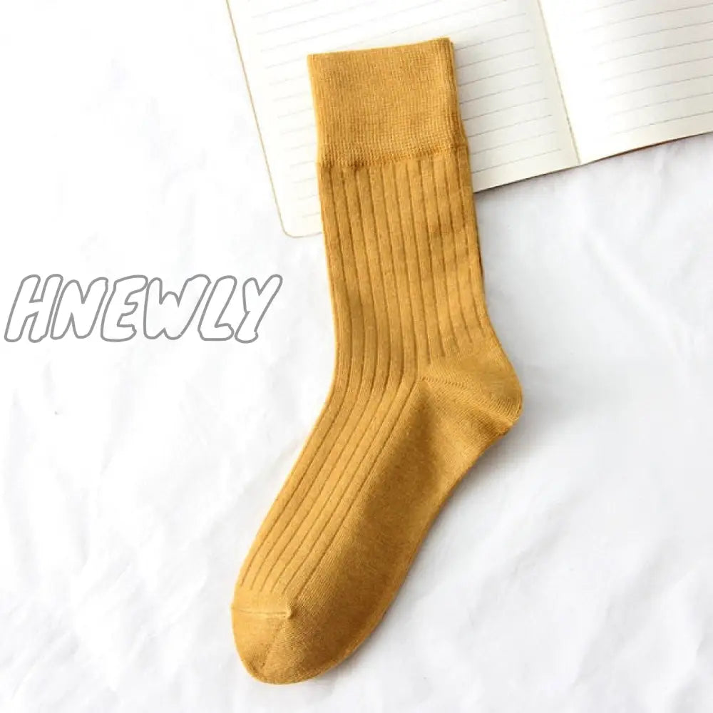 Hnewly Jeseca Autumn Winter Fashion Cotton Knitted Women Socks Solid Japan Style Cute Long For