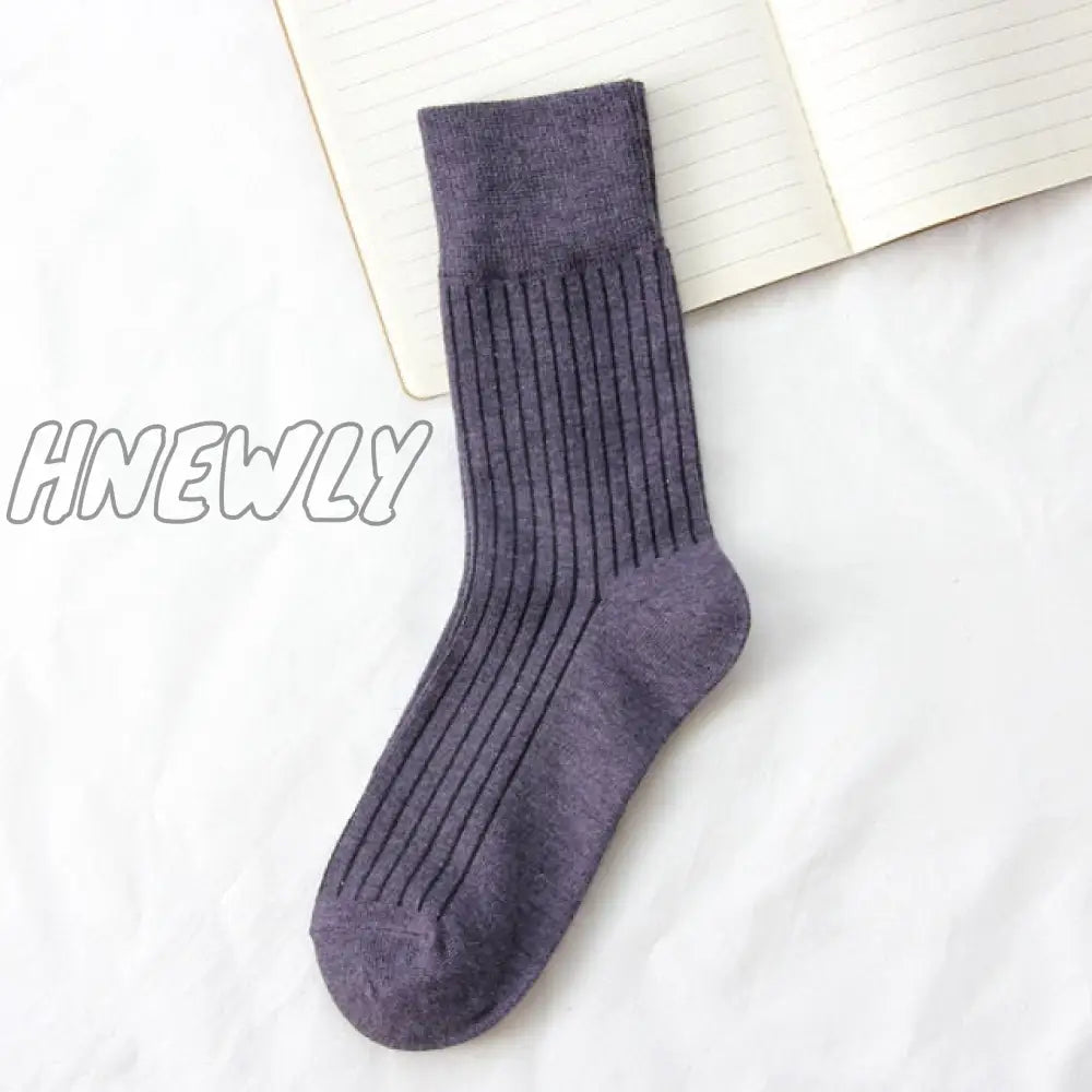 Hnewly Jeseca Autumn Winter Fashion Cotton Knitted Women Socks Solid Japan Style Cute Long For