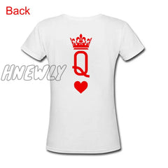 Hnewly King Queen Crown Print Couple Outfit Matching Short Sleeve T - Shirt Valentine’s Day Gift