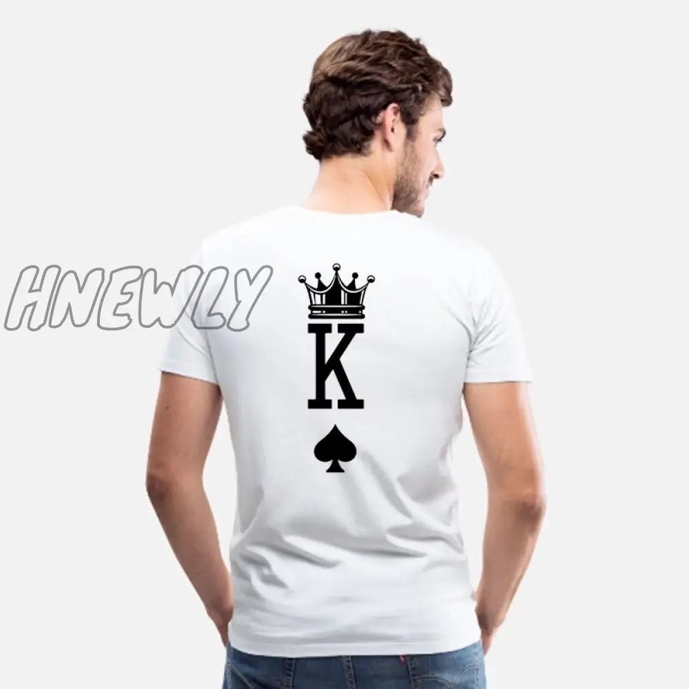 Hnewly King Queen Crown Print Couple Outfit Matching Short Sleeve T - Shirt Valentine’s Day Gift