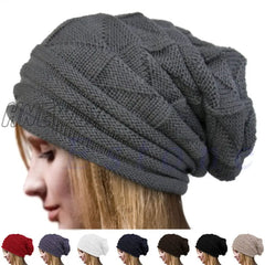 Hnewly Knitted Baggy Beanie Oversized Winter Hat Ski Slouchy Cap Skullies Beanies Women Men Wool