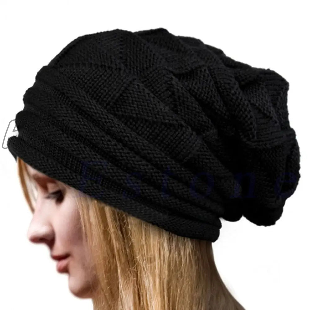 Hnewly Knitted Baggy Beanie Oversized Winter Hat Ski Slouchy Cap Skullies Beanies Women Men Wool