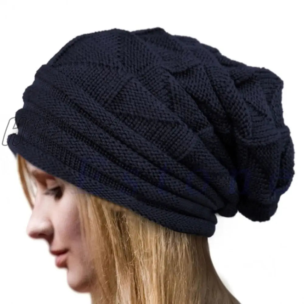 Hnewly Knitted Baggy Beanie Oversized Winter Hat Ski Slouchy Cap Skullies Beanies Women Men Wool