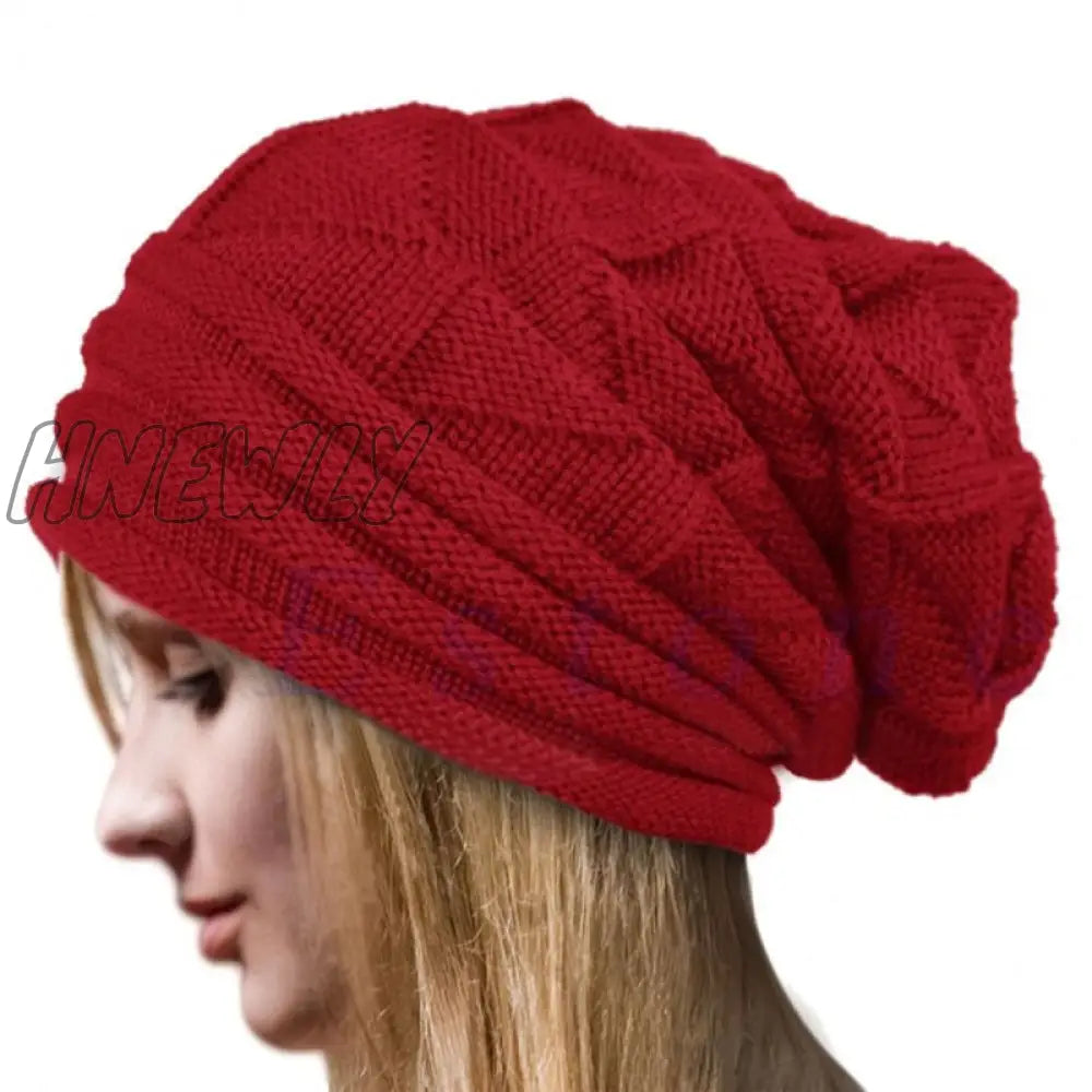 Hnewly Knitted Baggy Beanie Oversized Winter Hat Ski Slouchy Cap Skullies Beanies Women Men Wool