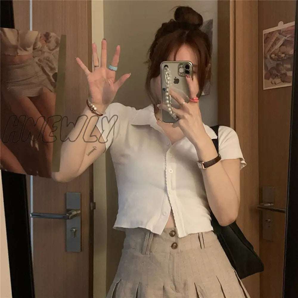 Hnewly Korean Fashion Khaki Short Skirt Lace Trim Cute Pleated Skirts Womens Preppy Style Button Up