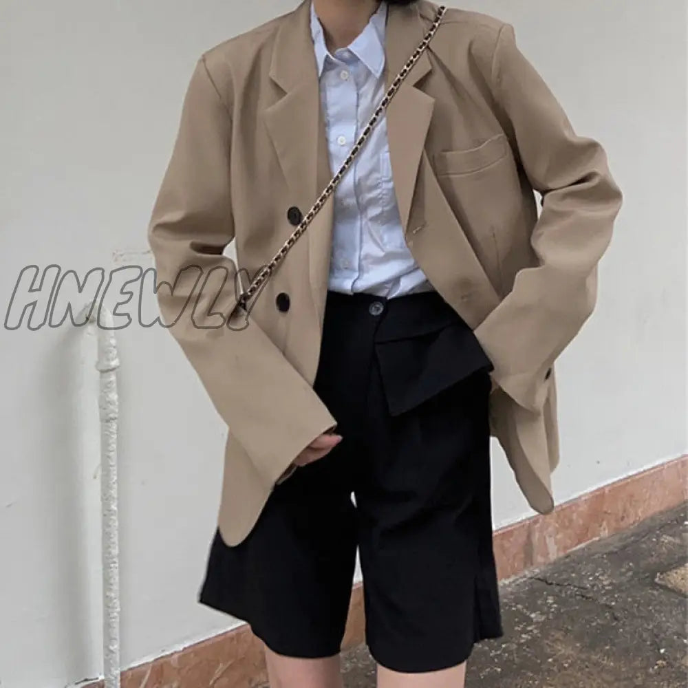 Hnewly Korean Style Office Blazer Dress Women Elegant Slim Fit With Belt Suit Jackets Ladies Solid