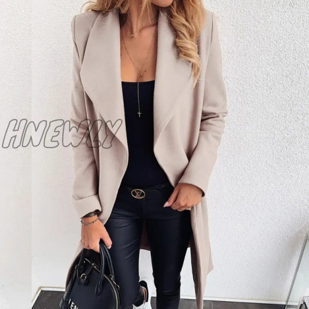 Hnewly Korean Women’s Overcoat Jacket Coats Autumn And Winter Long Xxxl Coat Women Sashes Slim