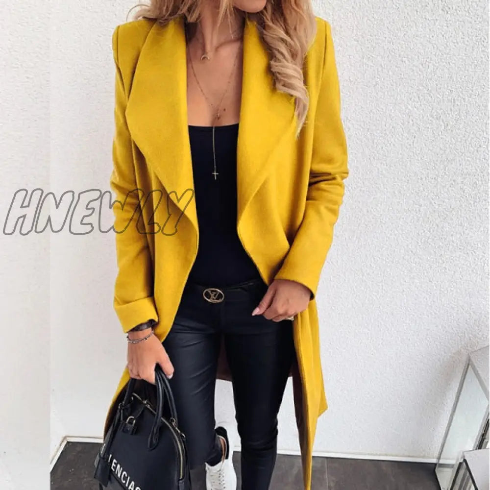 Hnewly Korean Women’s Overcoat Jacket Coats Autumn And Winter Long Xxxl Coat Women Sashes Slim