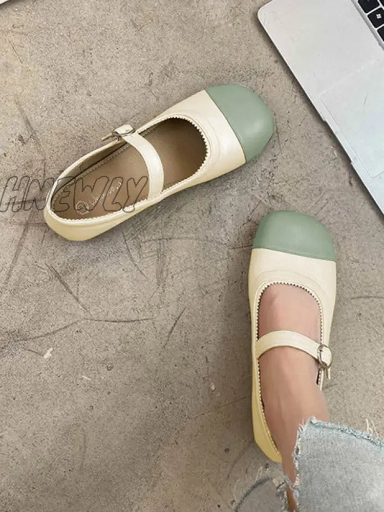 Hnewly - Leisure Fashion Contrast Color Split-Joint Flat Heel Loafer Shoes