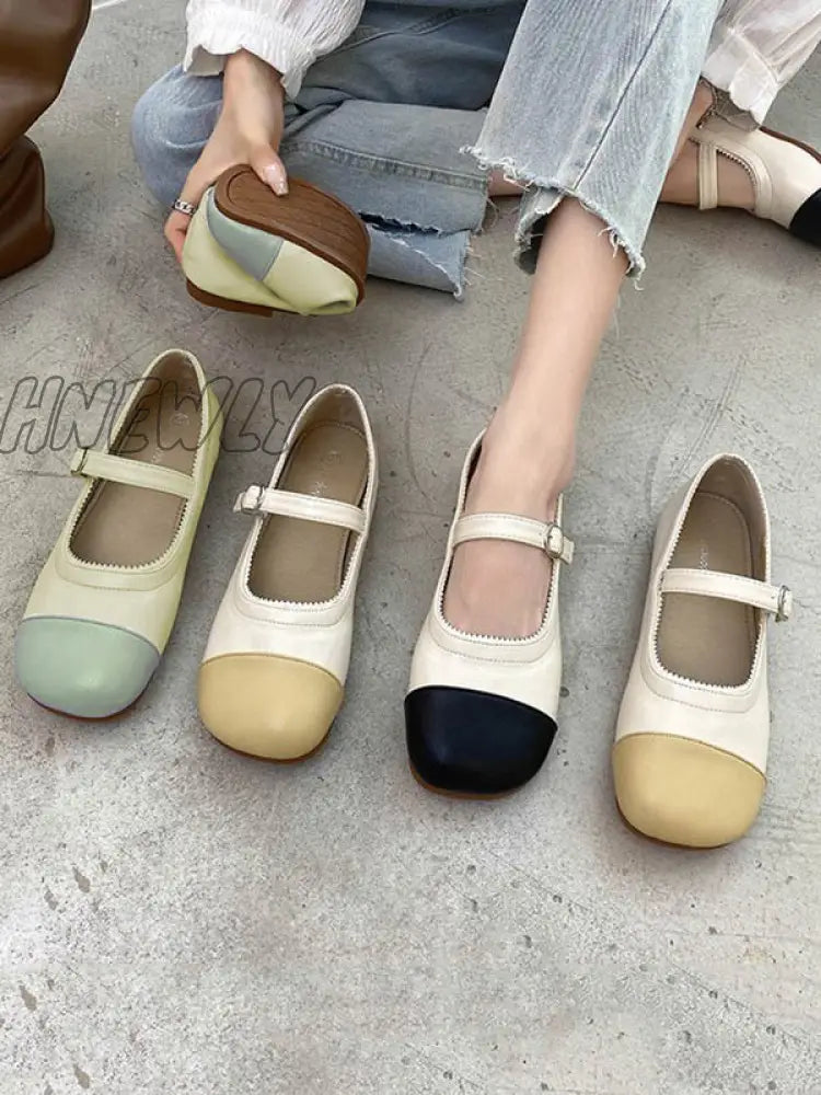 Hnewly - Leisure Fashion Contrast Color Split-Joint Flat Heel Loafer Shoes