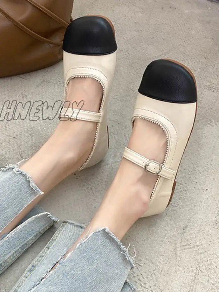 Hnewly - Leisure Fashion Contrast Color Split-Joint Flat Heel Loafer Shoes