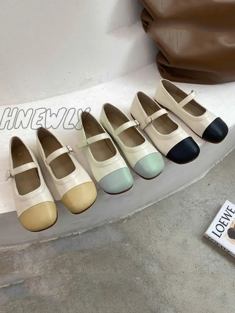 Hnewly - Leisure Fashion Contrast Color Split-Joint Flat Heel Loafer Shoes