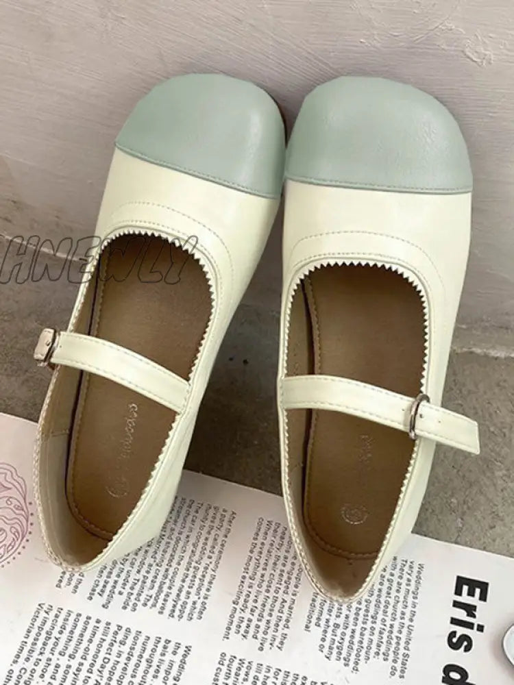 Hnewly - Leisure Fashion Contrast Color Split-Joint Flat Heel Loafer Shoes