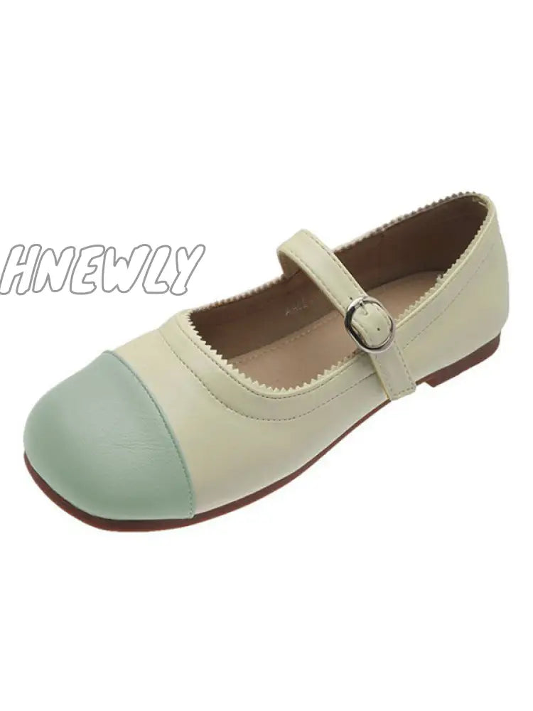 Hnewly - Leisure Fashion Contrast Color Split-Joint Flat Heel Loafer Shoes Light Blue / 35