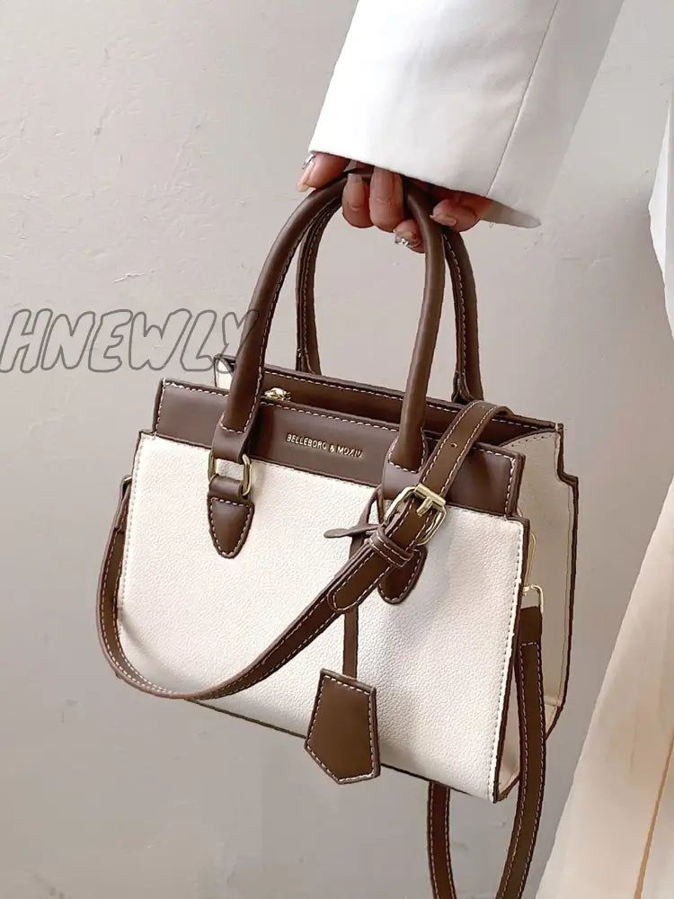 Hnewly - Letter Graphic Square Bag Women Satchels White Women-Satchels