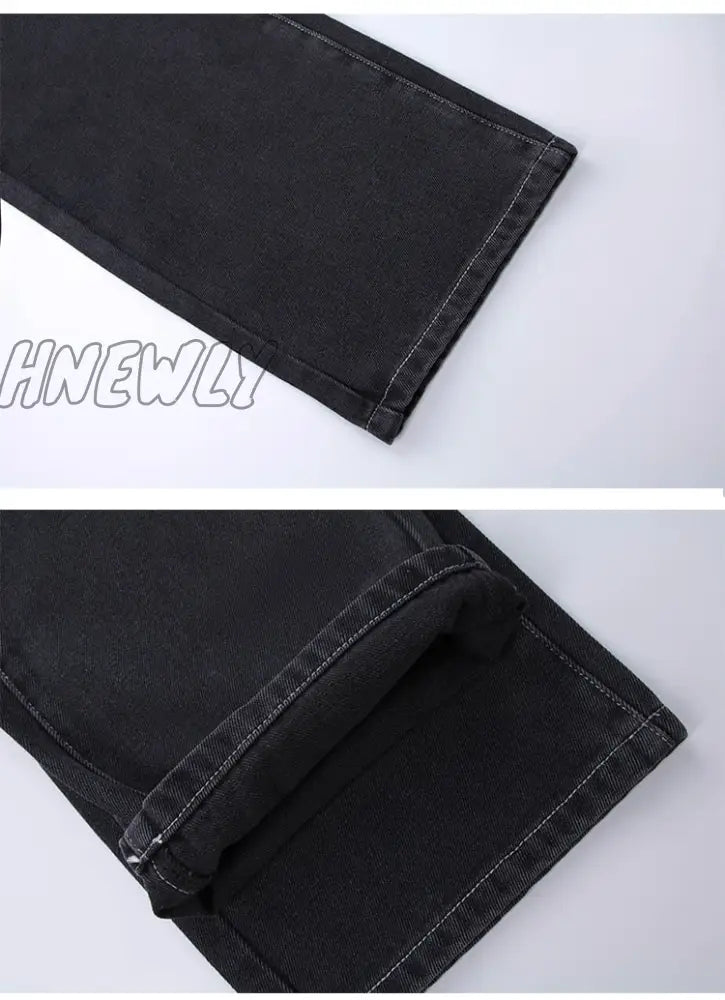 Hnewly Low Waist Jeans Women Baggy New Fashion Straight Leg Pants Y2K Denim Trousers Loose Blue