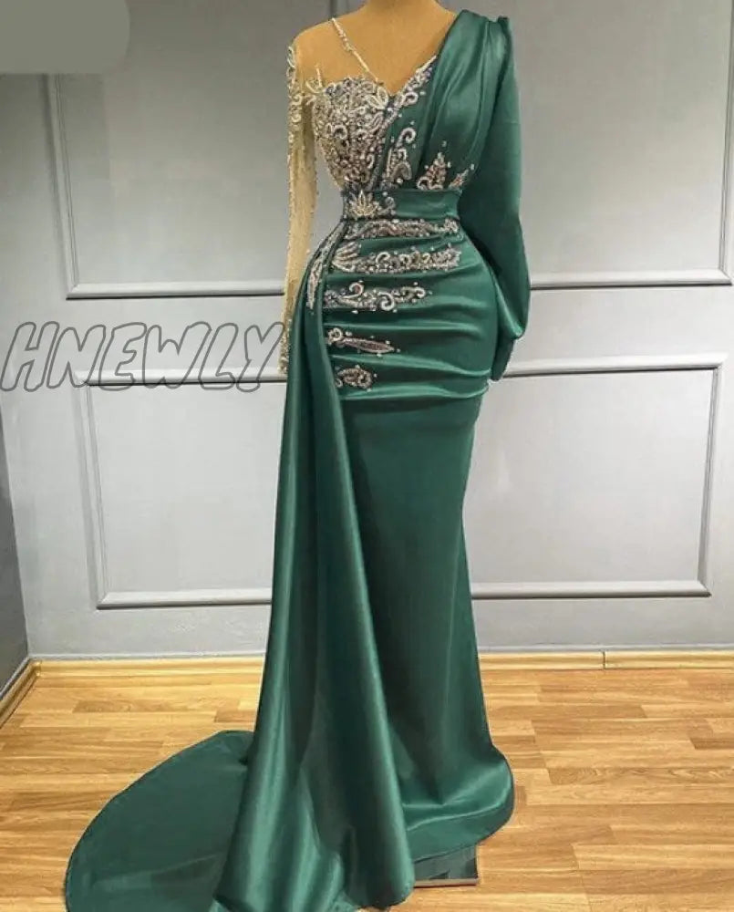 Hnewly Luxury Evening Dresses Fashion Design Side Split Ruffles Tulle Mermaid Prom Dress Glitter