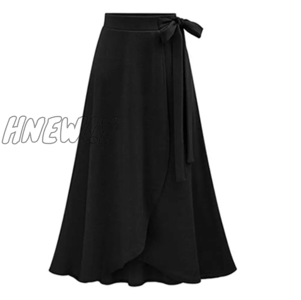 Hnewly M-6Xl Women Maxi Skirt Pink Ruffle High Waist Bowtie Slit Long Spring Summer Office Casual