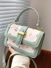 Hnewly - Metal Decor Fruit Graphic Square Bag Women Satchels Green Women-Satchels