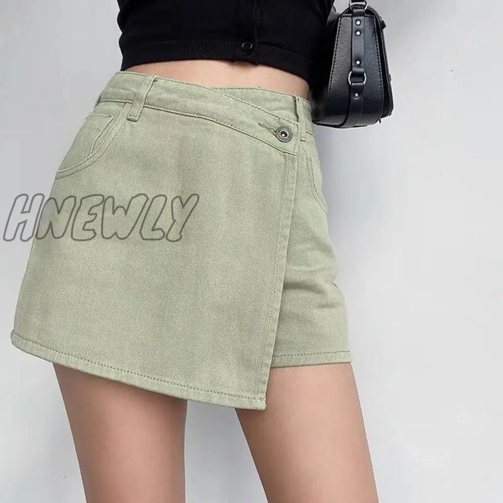 Hnewly Mini Denim Skirts Women Slim Chic Vintage New Summer Asymmetrical Hotsweet Streetwear Design