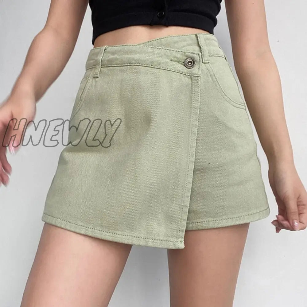 Hnewly Mini Denim Skirts Women Slim Chic Vintage New Summer Asymmetrical Hotsweet Streetwear Design