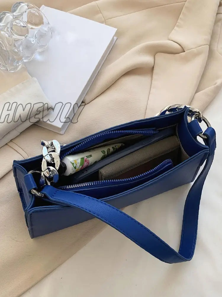 Hnewly - Minimalist Chain Handle Baguette Bag Women Satchels Women-Satchels