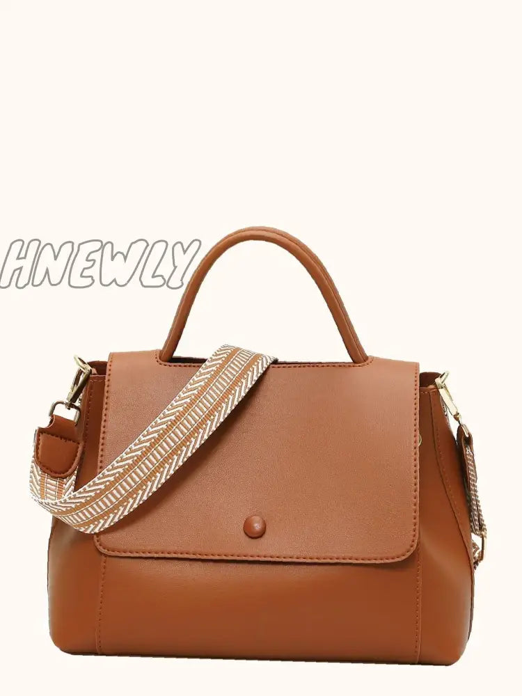 Hnewly - Minimalist Flap Satchel Bag Women Satchels Brown Women-Satchels