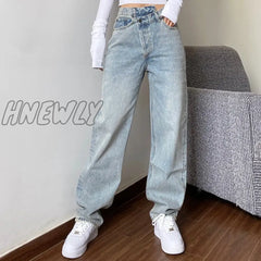 Hnewly Mom Jeans Women’s Baggy High Waist Straight Pants Women White Black Fashion Casual Loose