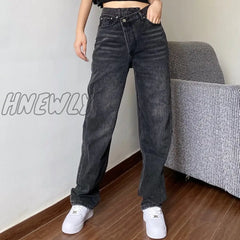 Hnewly Mom Jeans Women’s Baggy High Waist Straight Pants Women White Black Fashion Casual Loose