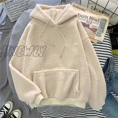 Hnewly New Autumn Winter Thick Warm Coat Velvet Cashmere Women Hoody Sweatshirt Solid Blue Pullover