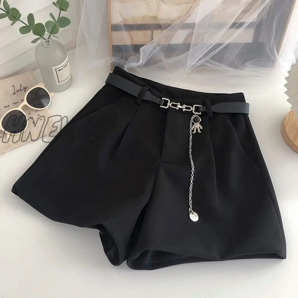 Hnewly New Casual Comfortable Elegant Wild Shorts With Belt Women’s Woolen Autumn Winter Slim