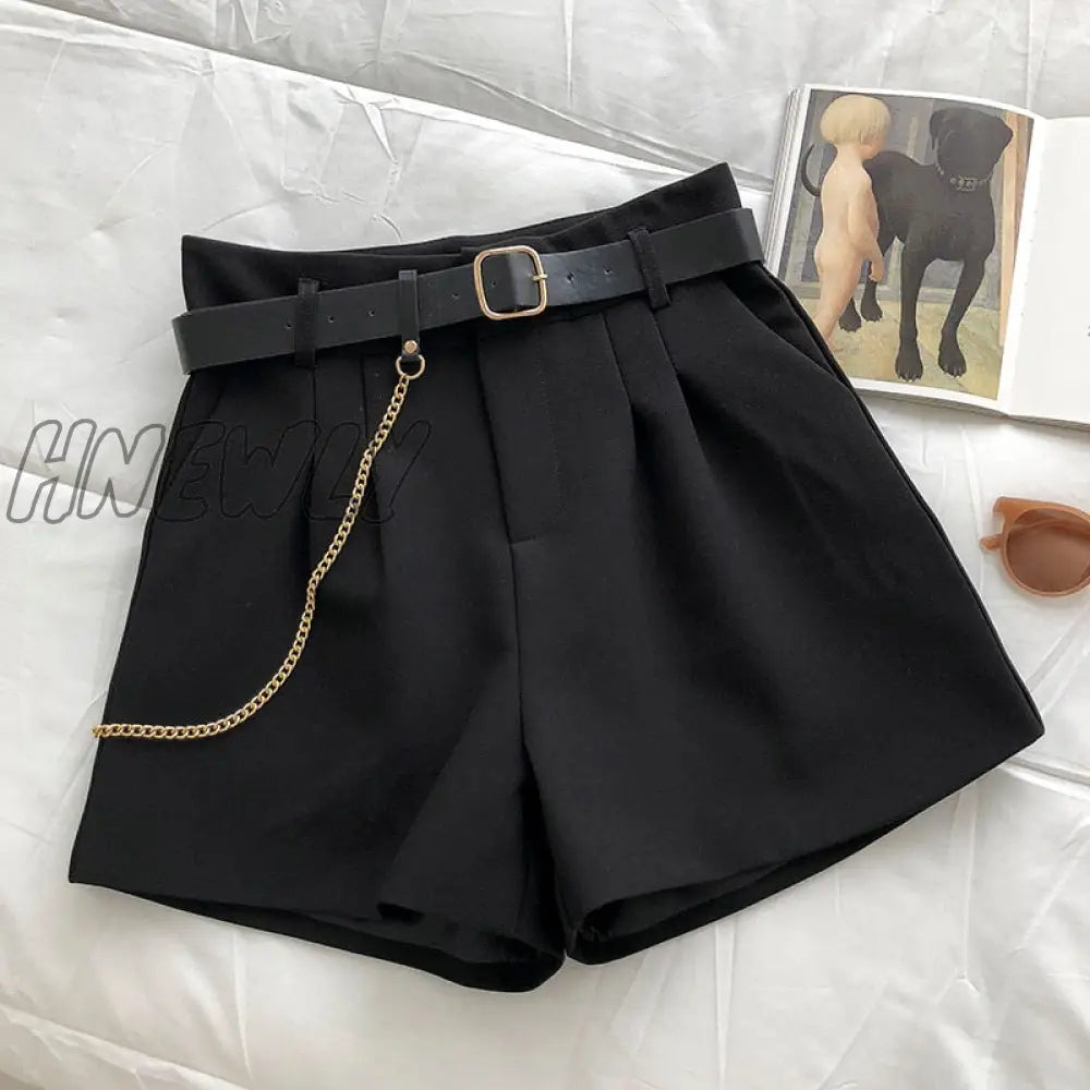 Hnewly New Casual Comfortable Elegant Wild Shorts With Belt Women’s Woolen Autumn Winter Slim