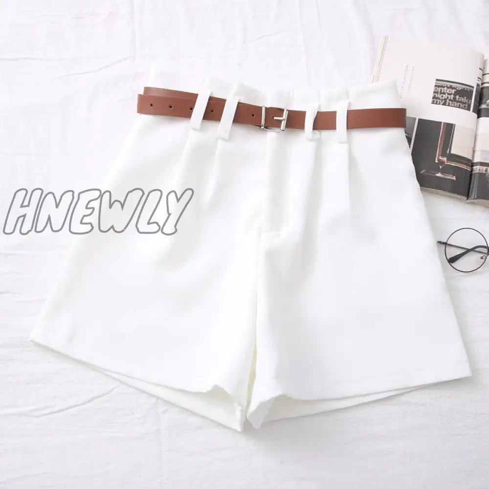 Hnewly New Casual Comfortable Elegant Wild Shorts With Belt Women’s Woolen Autumn Winter Slim