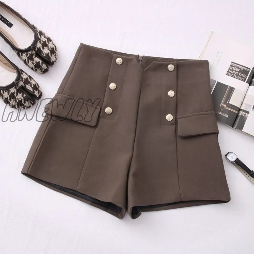 Hnewly New Casual Comfortable Elegant Wild Shorts With Belt Women’s Woolen Autumn Winter Slim