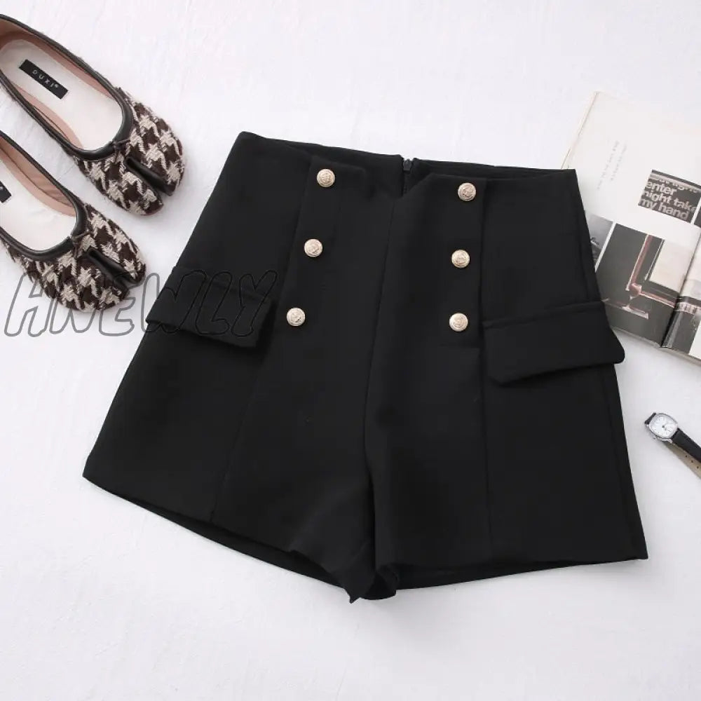 Hnewly New Casual Comfortable Elegant Wild Shorts With Belt Women’s Woolen Autumn Winter Slim