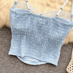 Hnewly New Corset Spaghetti Strap Cropped Camisole Fashion Sexy V Neck Sleeveless Backless Bandage