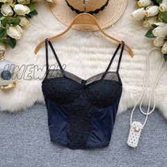 Hnewly New Corset Spaghetti Strap Cropped Camisole Fashion Sexy V Neck Sleeveless Backless Bandage