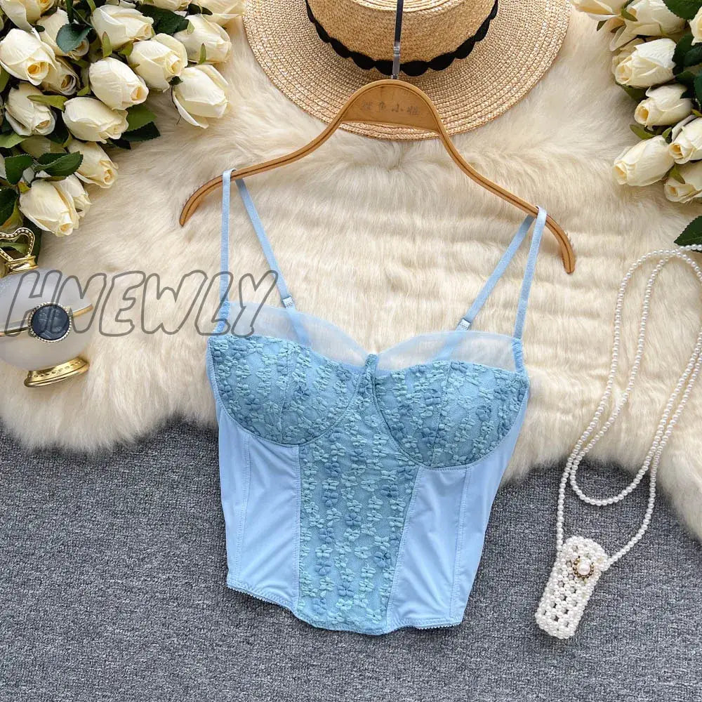 Hnewly New Corset Spaghetti Strap Cropped Camisole Fashion Sexy V Neck Sleeveless Backless Bandage