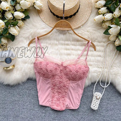 Hnewly New Corset Spaghetti Strap Cropped Camisole Fashion Sexy V Neck Sleeveless Backless Bandage