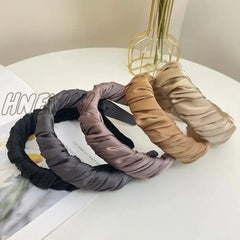 Hnewly New Fashion Women Hairband Pleated Casual Headband For Adult Soft Headwear Girls Turban Hair