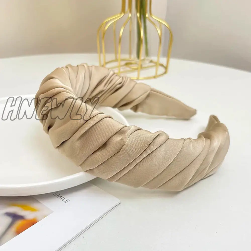 Hnewly New Fashion Women Hairband Pleated Casual Headband For Adult Soft Headwear Girls Turban Hair