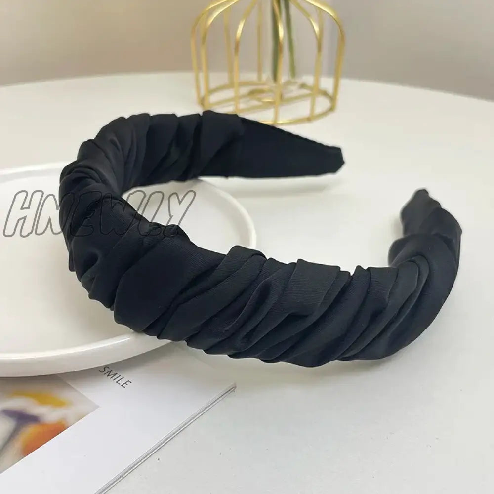 Hnewly New Fashion Women Hairband Pleated Casual Headband For Adult Soft Headwear Girls Turban Hair