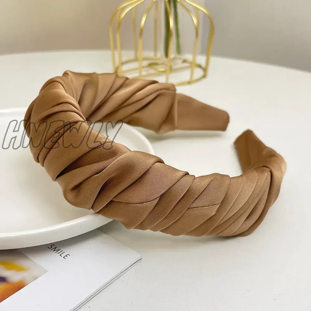 Hnewly New Fashion Women Hairband Pleated Casual Headband For Adult Soft Headwear Girls Turban Hair